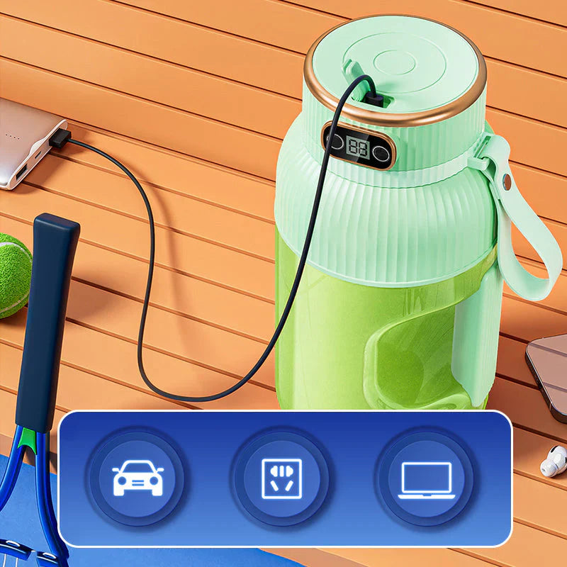 Portable Blender with Double Lid, USB Charging - For Smoothies, Food Storage